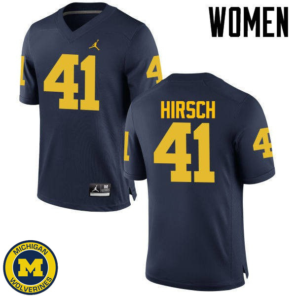 Women's Michigan Wolverines #41 Michael Hirsch Navy Fashion Football Jersey